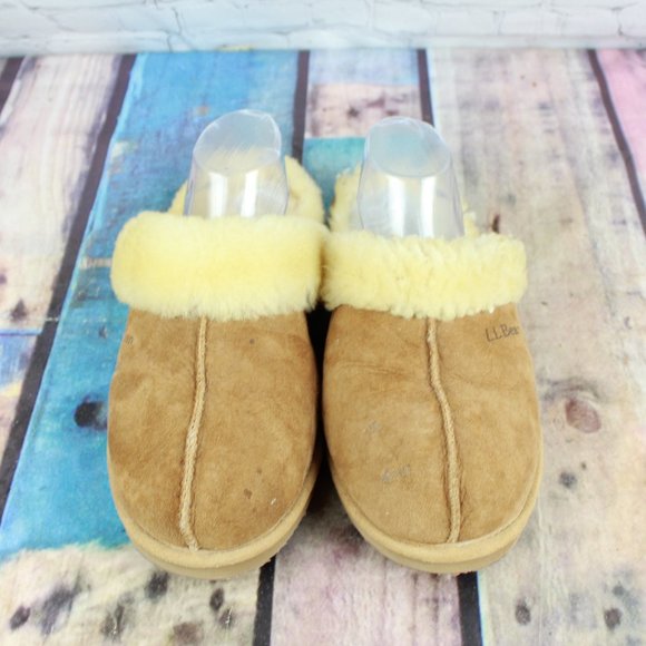 LL BEAN Shearling Lined Slide On Slippers 11 M - Picture 5 of 9